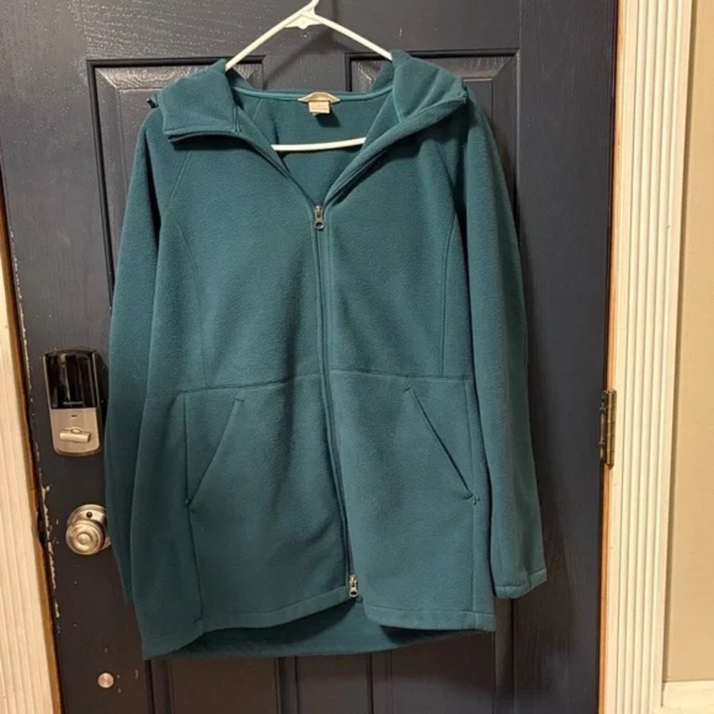 Duluth Trading Co Teal Zip-Up Hooded Fleece Jacket